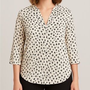 Lush Cream and Black Patterned Blouse